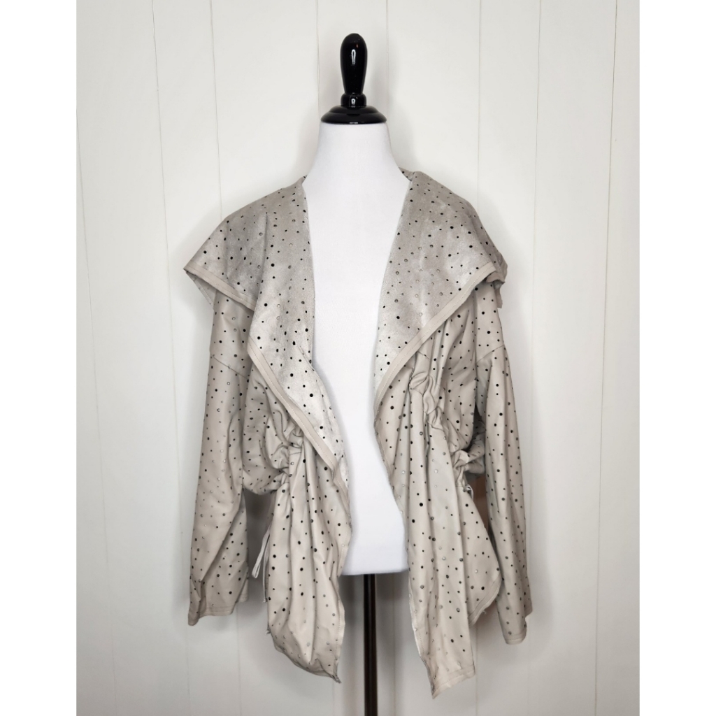 Planet By Lauren G Oyster Gray Perforated Microfiber Jacket Women's